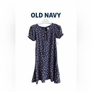 Old Navy Navy Blue Dress with Pink Floral Pattern NWT